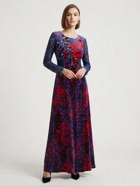NEW Custom Made Velvet Lace Combo Embellished Gown Size 6